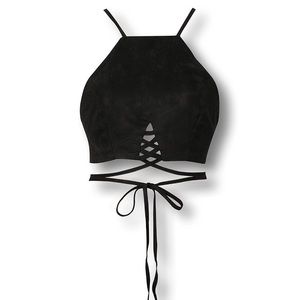 Suede crop top.